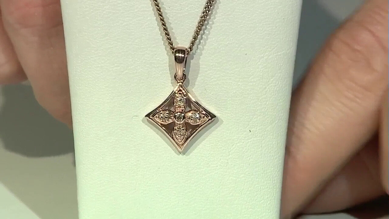 Video 9K SI1 Argyle Rose De France Diamond Gold Pendant (Annette)