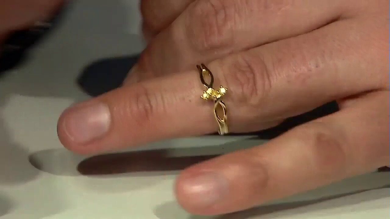 Video Zilveren ring met I3 Gele Diamanten