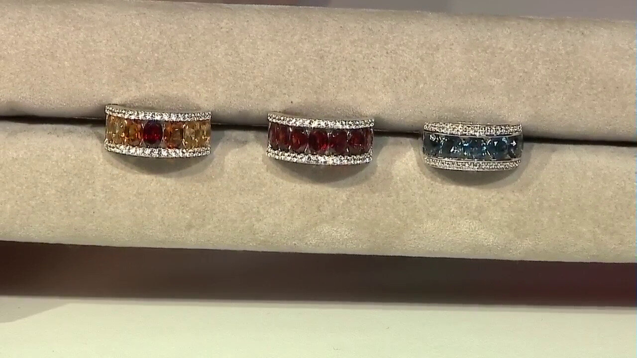 Video I2 Red Diamond Silver Ring