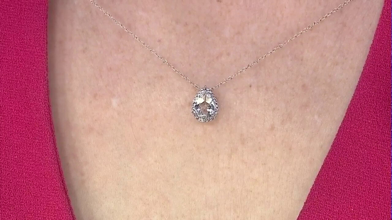 Video Zilveren halsketting met een witte topaas