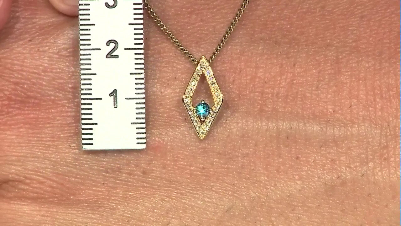 Video 9K SI2 Blue Diamond Gold Pendant