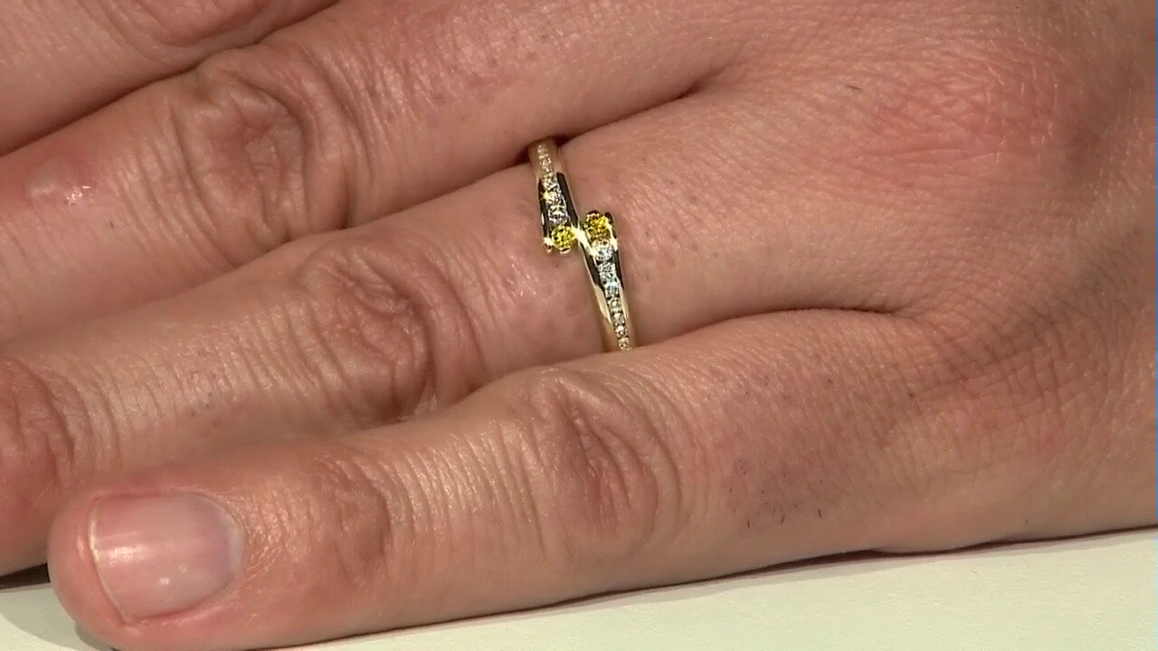 Video Gouden ring met I1 Gele Diamanten