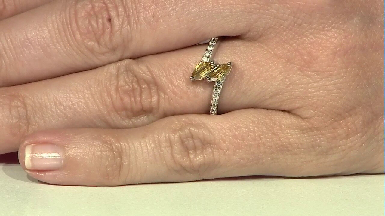 Video Zilveren ring met Gele Zirkonen