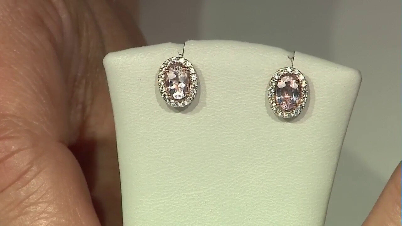 Video 9K Unheated Pink Beryl Gold Earrings