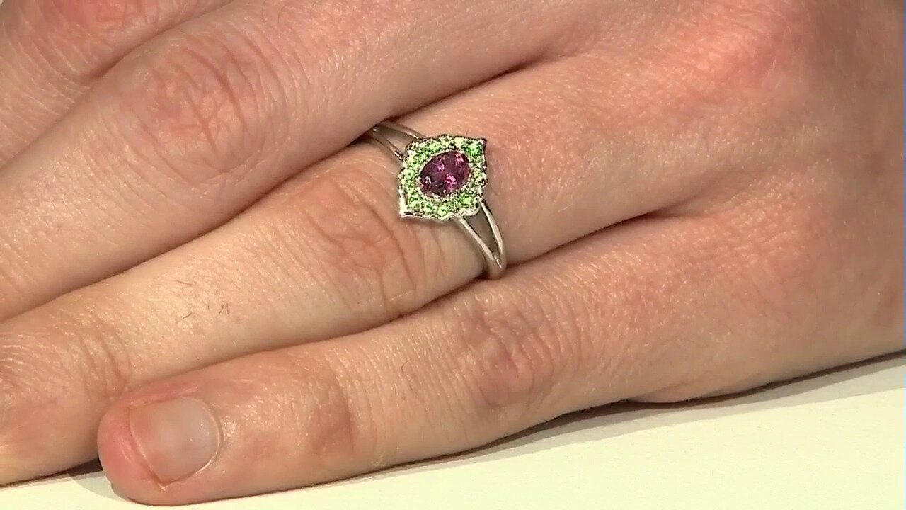 Video Nigerian Pink Tourmaline Silver Ring