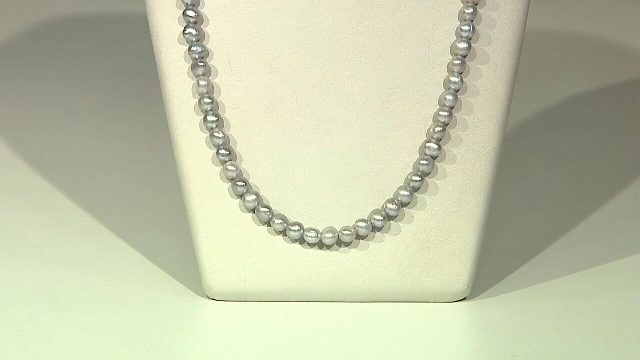 Video Collar en plata con Perla plateada Freshwater
