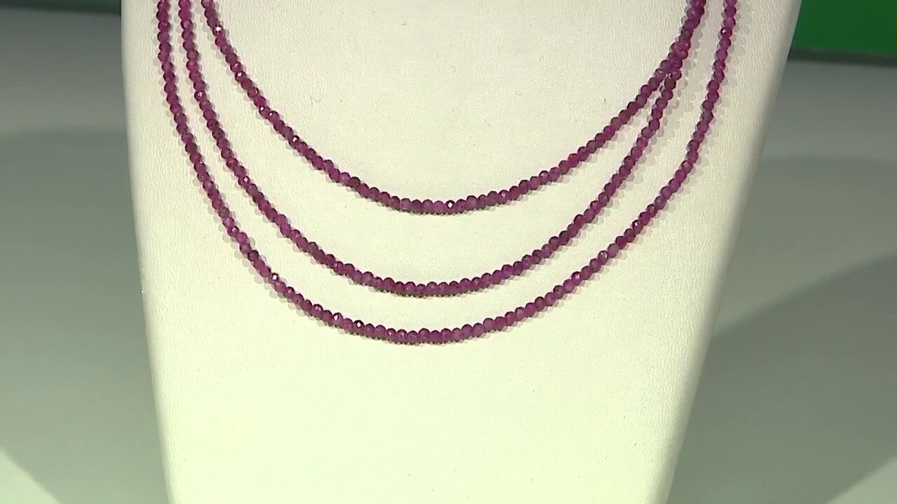 Video Zilveren halsketting met robijnen