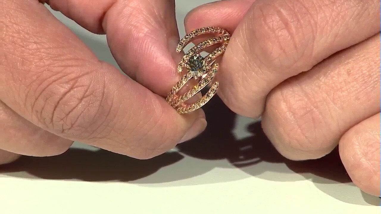 Video 14K VS1 Argyle Rose De France Diamond Gold Ring (Annette)