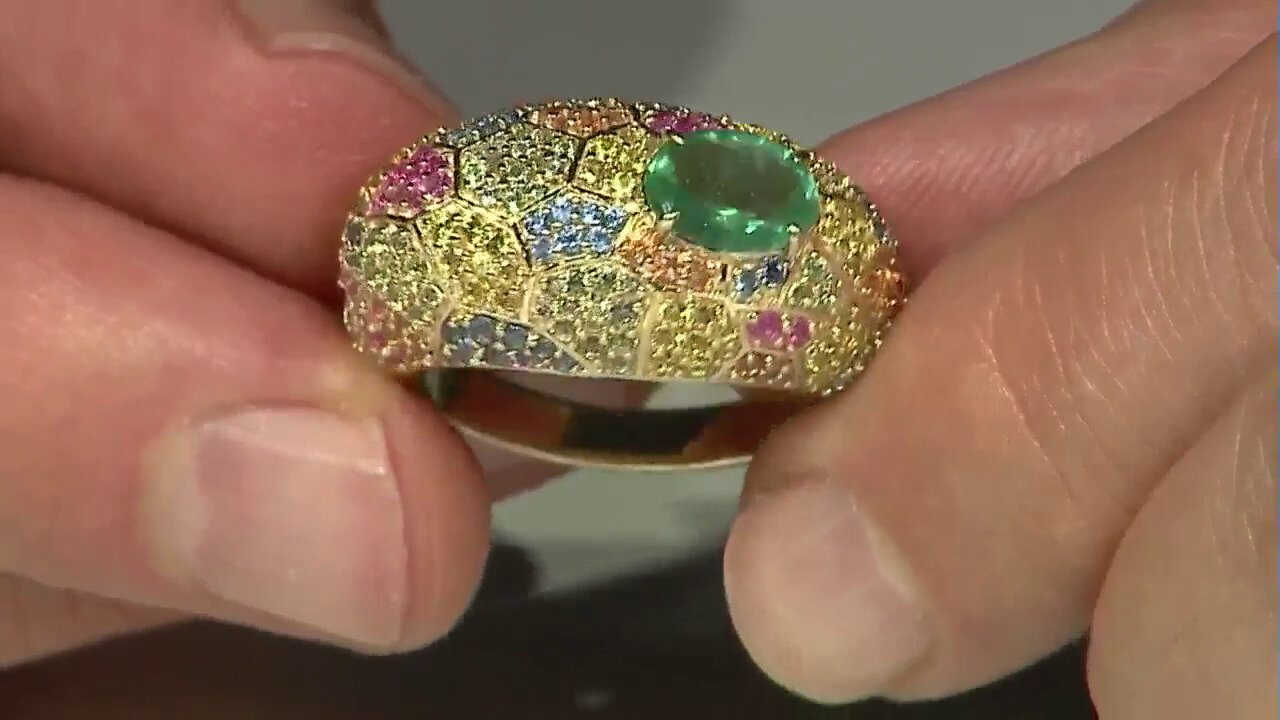 Video 14K Zambian Emerald Gold Ring (de Melo)