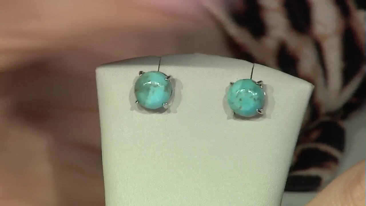 Video Boucles d'oreilles en argent et Turquoise bleue de Mohavie