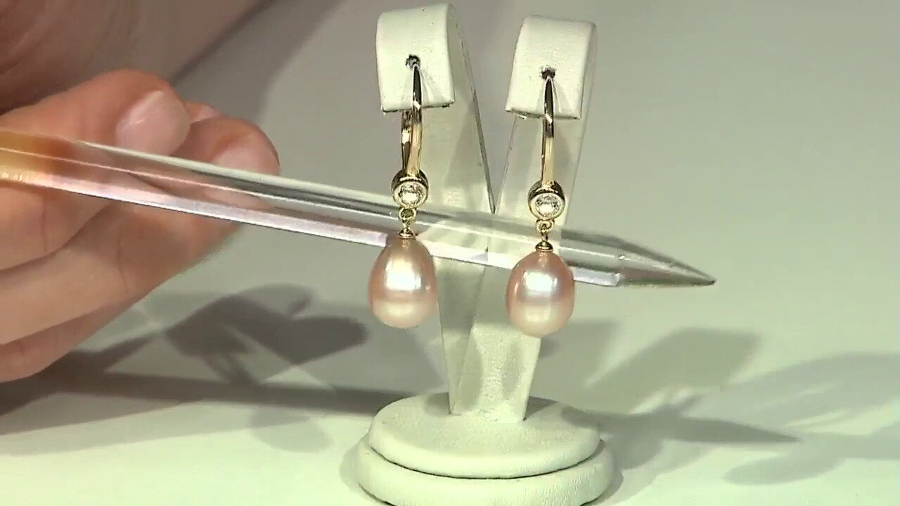 Video Peach Freshwater Pearl Silver Earrings