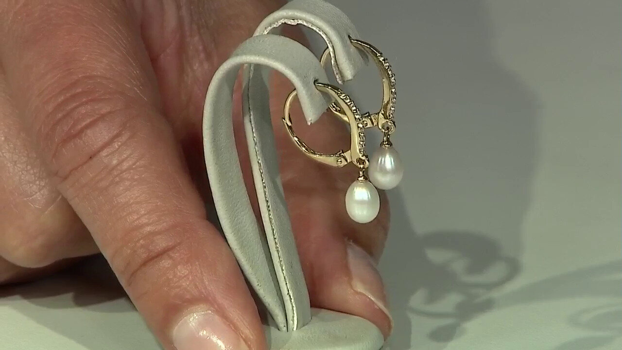 Video Zilveren oorbellen met Witte zoetwater kweekparels