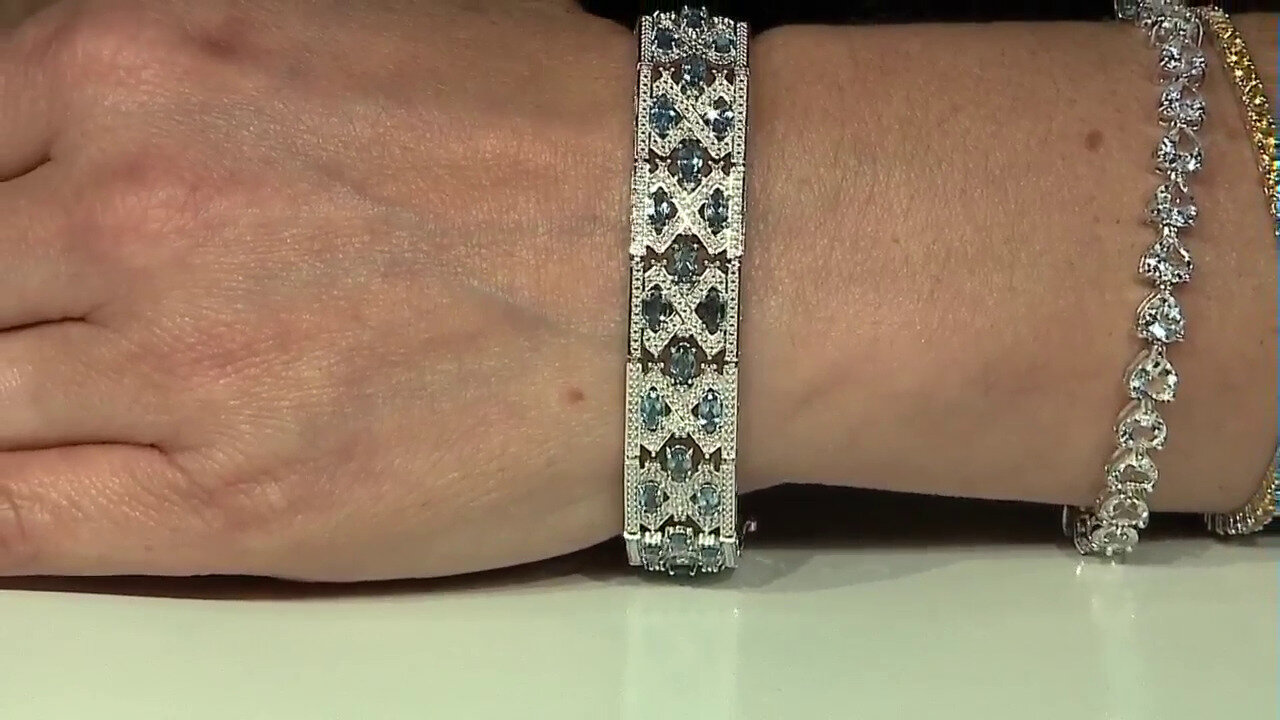 Video Zilveren armband met Londen-blauwe topaasstenen