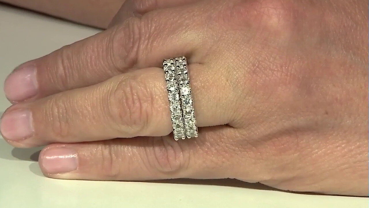 Video Zilveren ring met witte topaasstenen