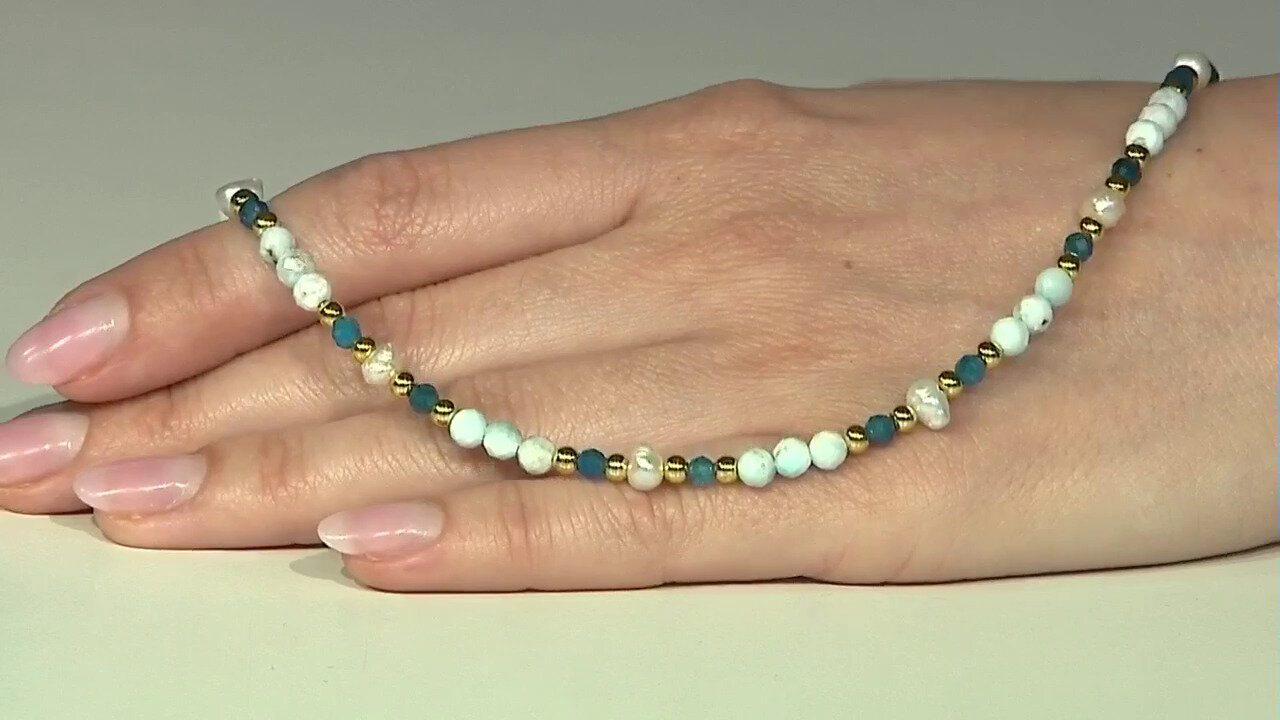 Video Zilveren halsketting met blauwe aragonieten (Riya)