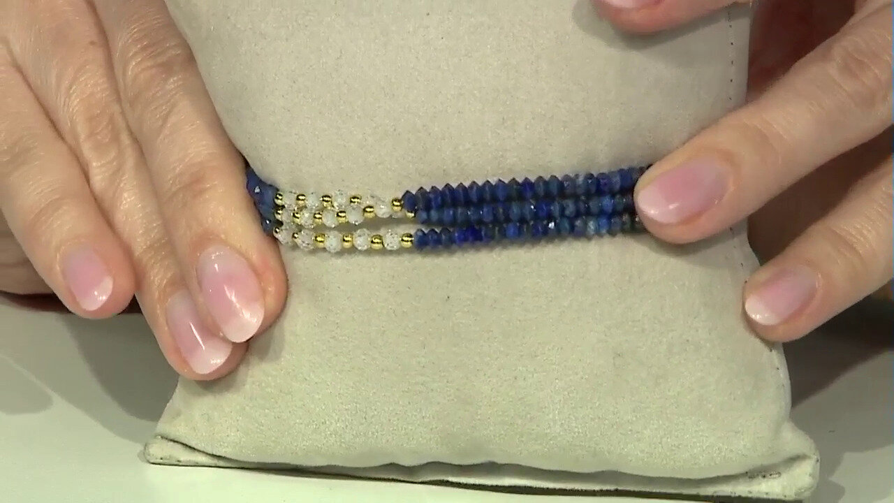 Video Zilveren armband met lapis lazulistenen (Riya)