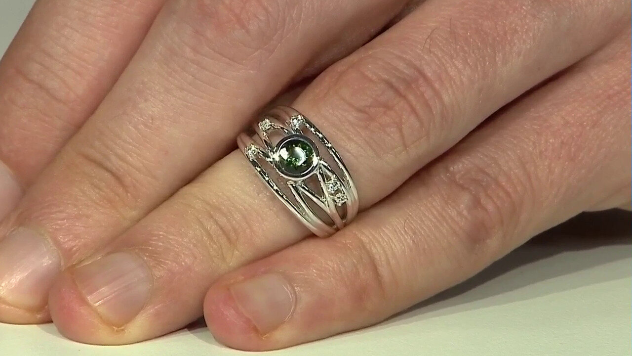 Video Zilveren ring met een groene toermalijn (Pallanova)