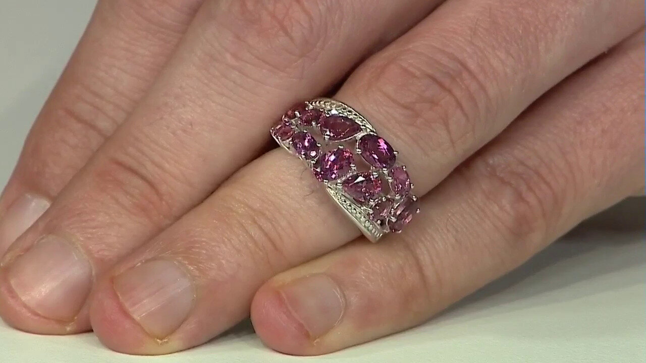Video Zilveren ring met roze toermalijnen (Pallanova)