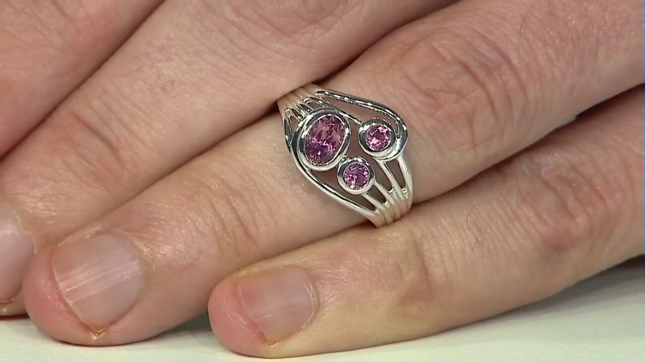 Video Zilveren ring met een roze toermalijn (Pallanova)