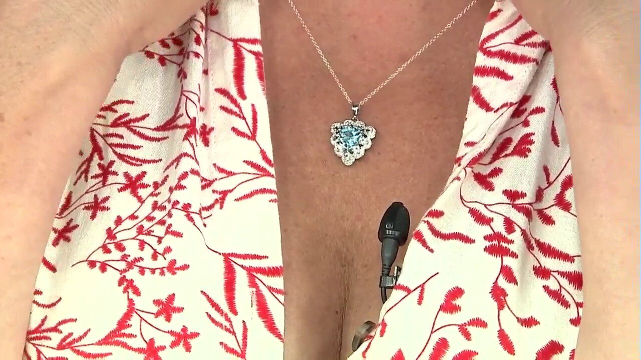 Video Zilveren halsketting met een hemel-blauwe topaas