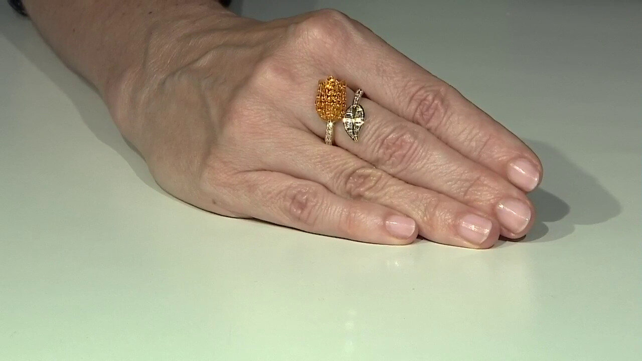 Video Gouden ring met Gele Ceylon saffieren (Estée Collection)