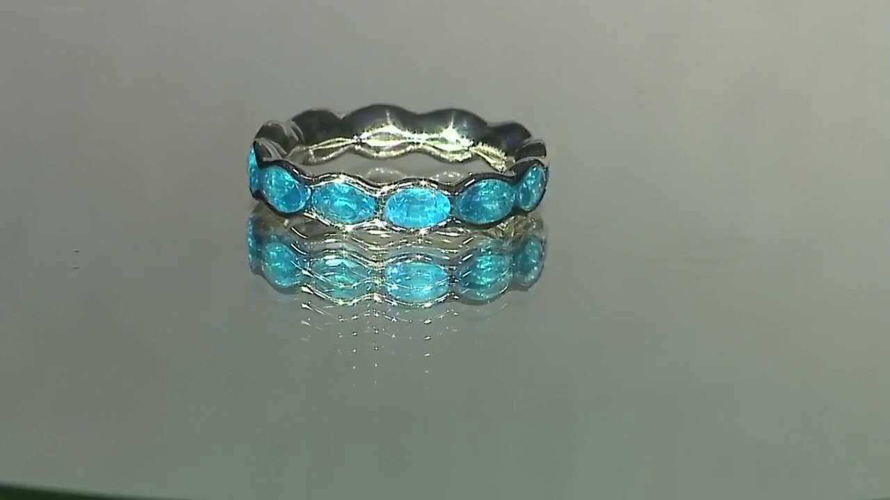 Video Anillo en plata con Apatita azul neón