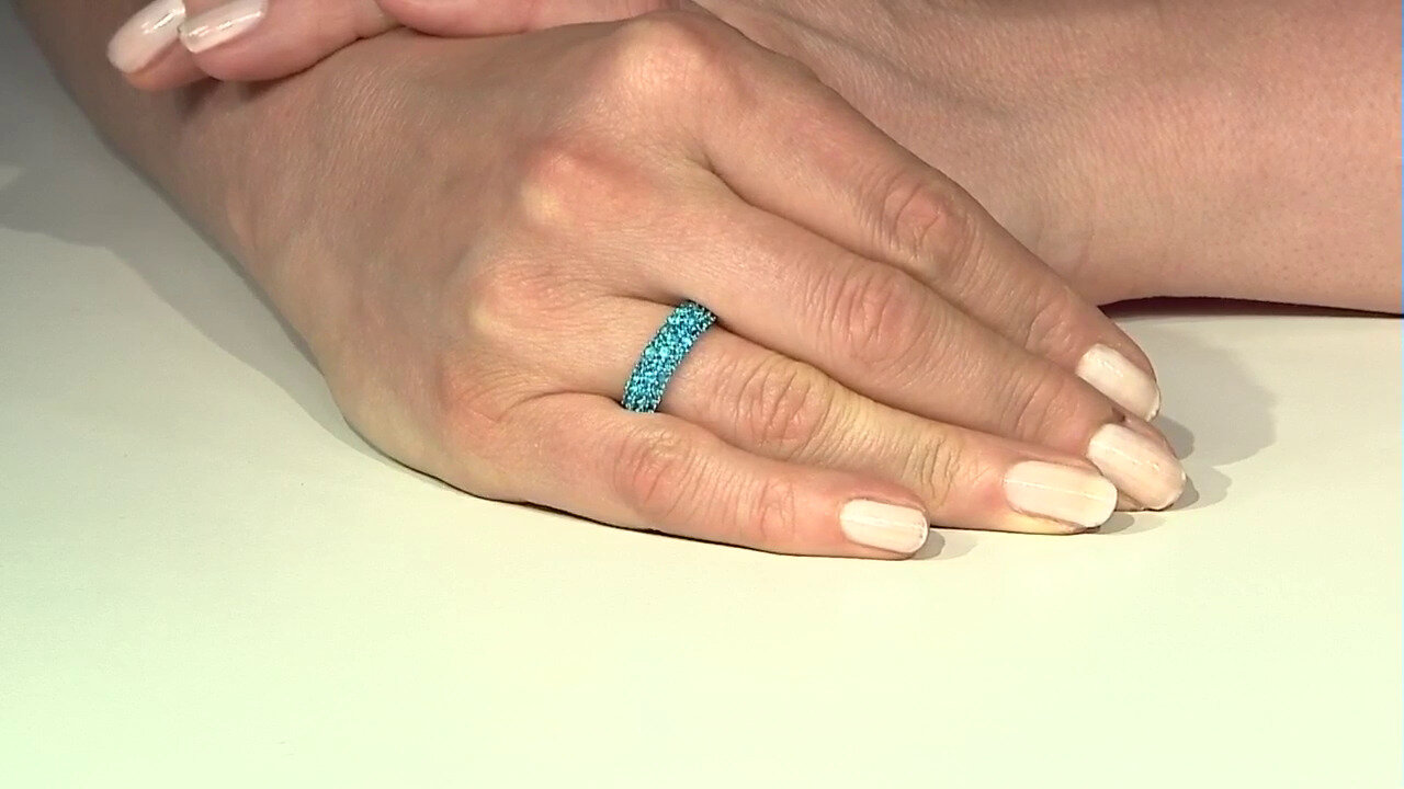 Video Neonblauer Apatit-Silberring