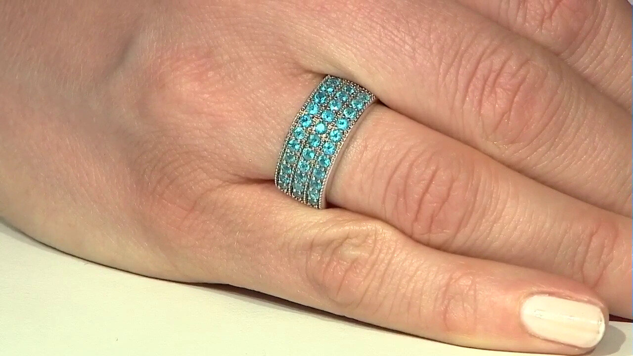 Video Neonblauer Apatit-Silberring