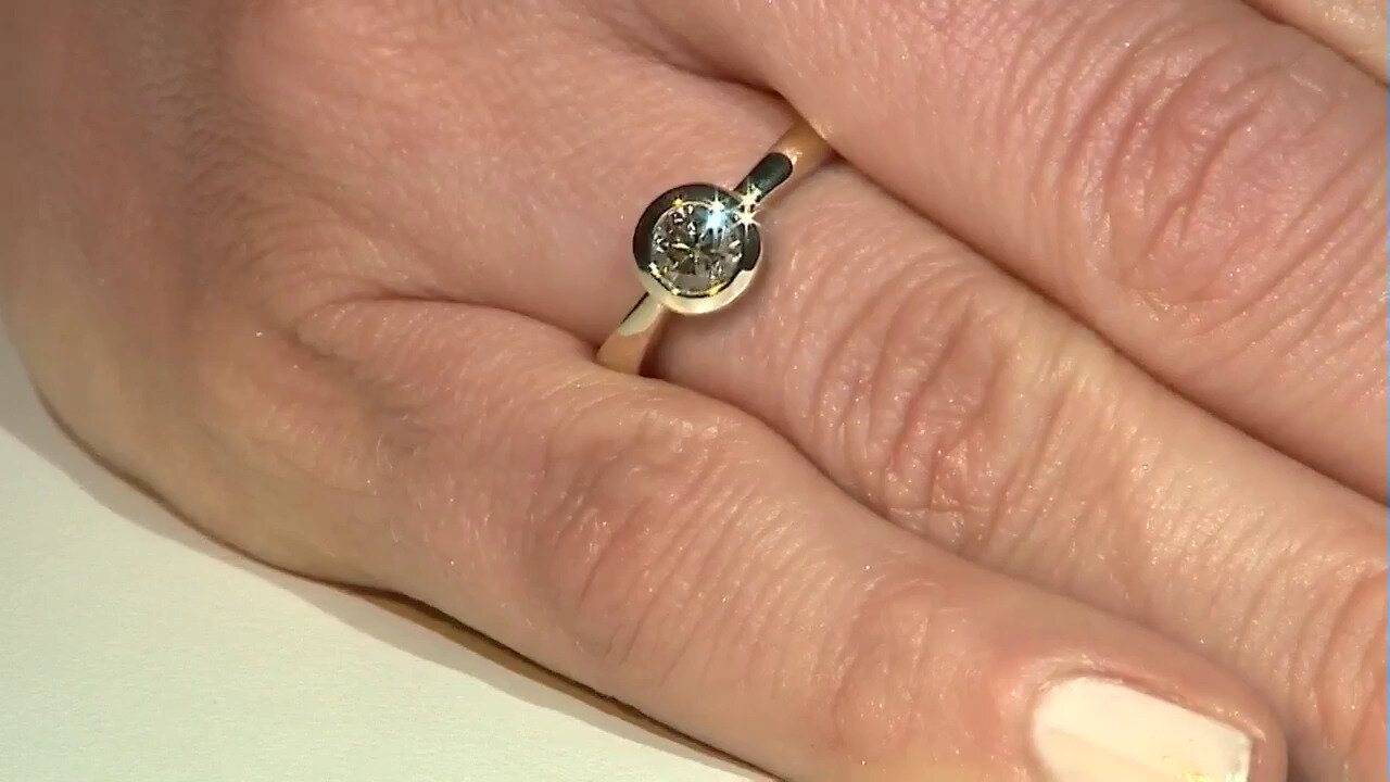 Video Bague en or et Diamant champagne I2 (de Melo)