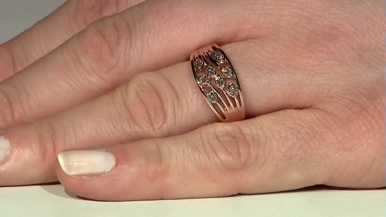 Video 9K SI1 Argyle Rose De France Diamond Gold Ring (Annette)