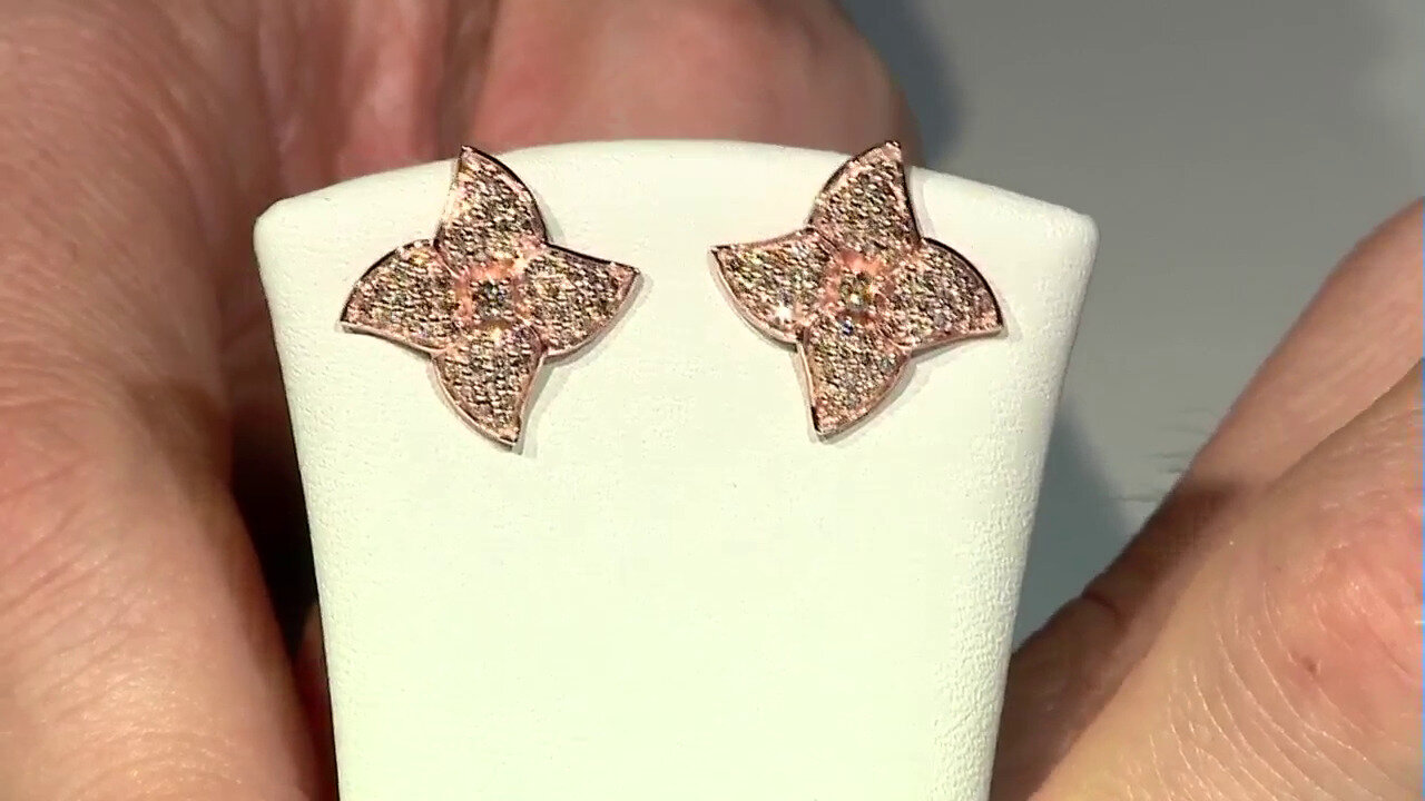 Video Boucles d'oreilles en or et Diamant rose de France SI1 d'Argyle  (Annette)