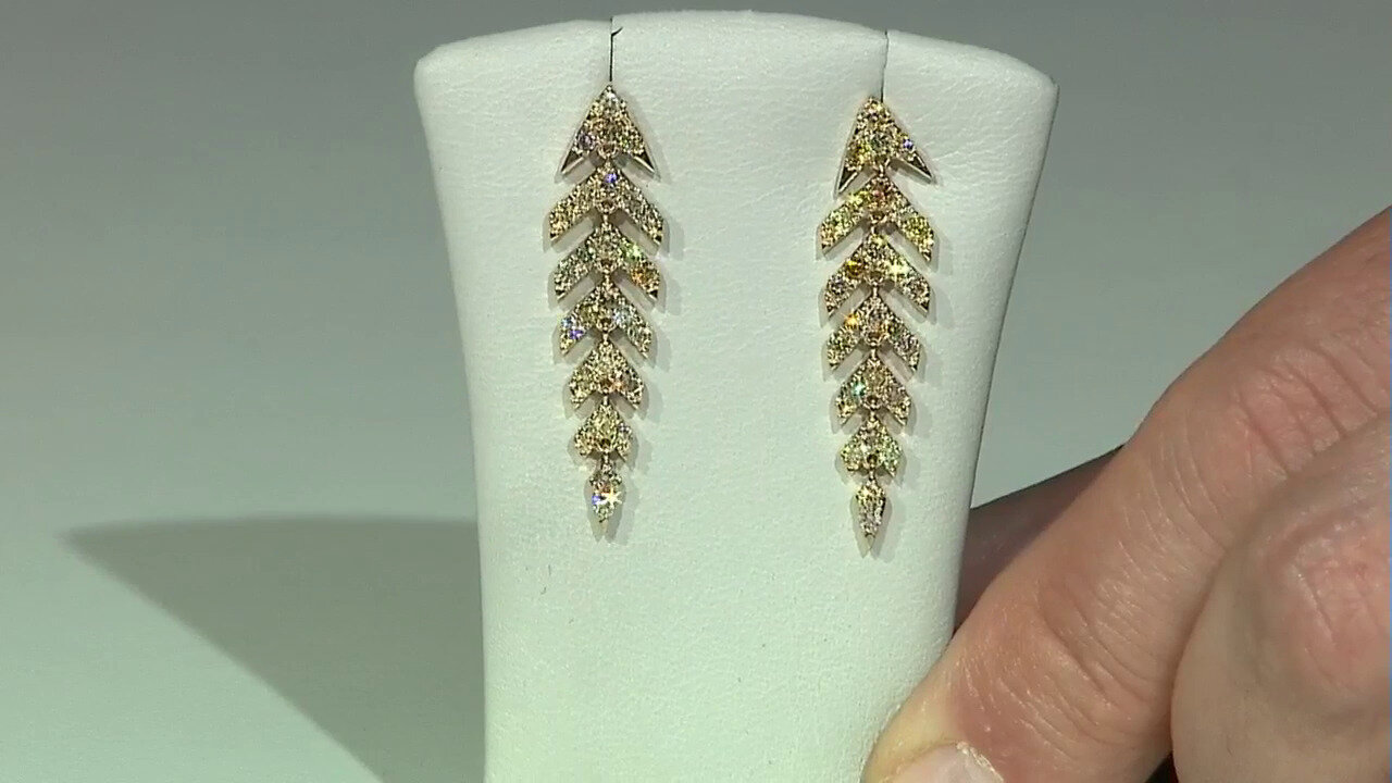 Video 14K SI2 Fancy Diamond Gold Earrings (CIRARI)