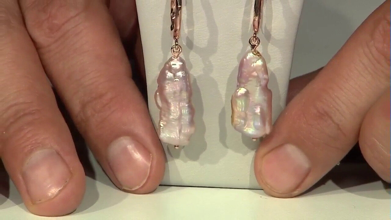 Video Boucles d'oreilles en argent et Perle de culture d'eau douce rose (TPC)