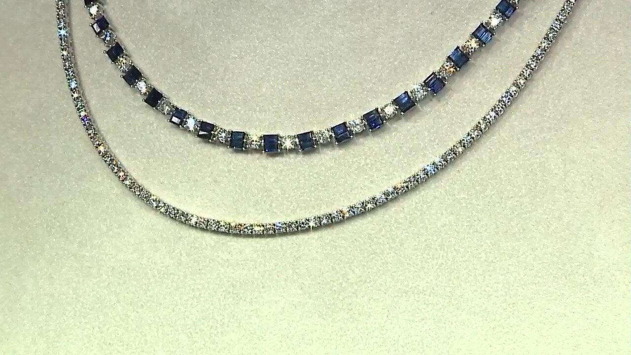Video Gouden halsketting met Blauwe Ceylon saffieren (CIRARI)
