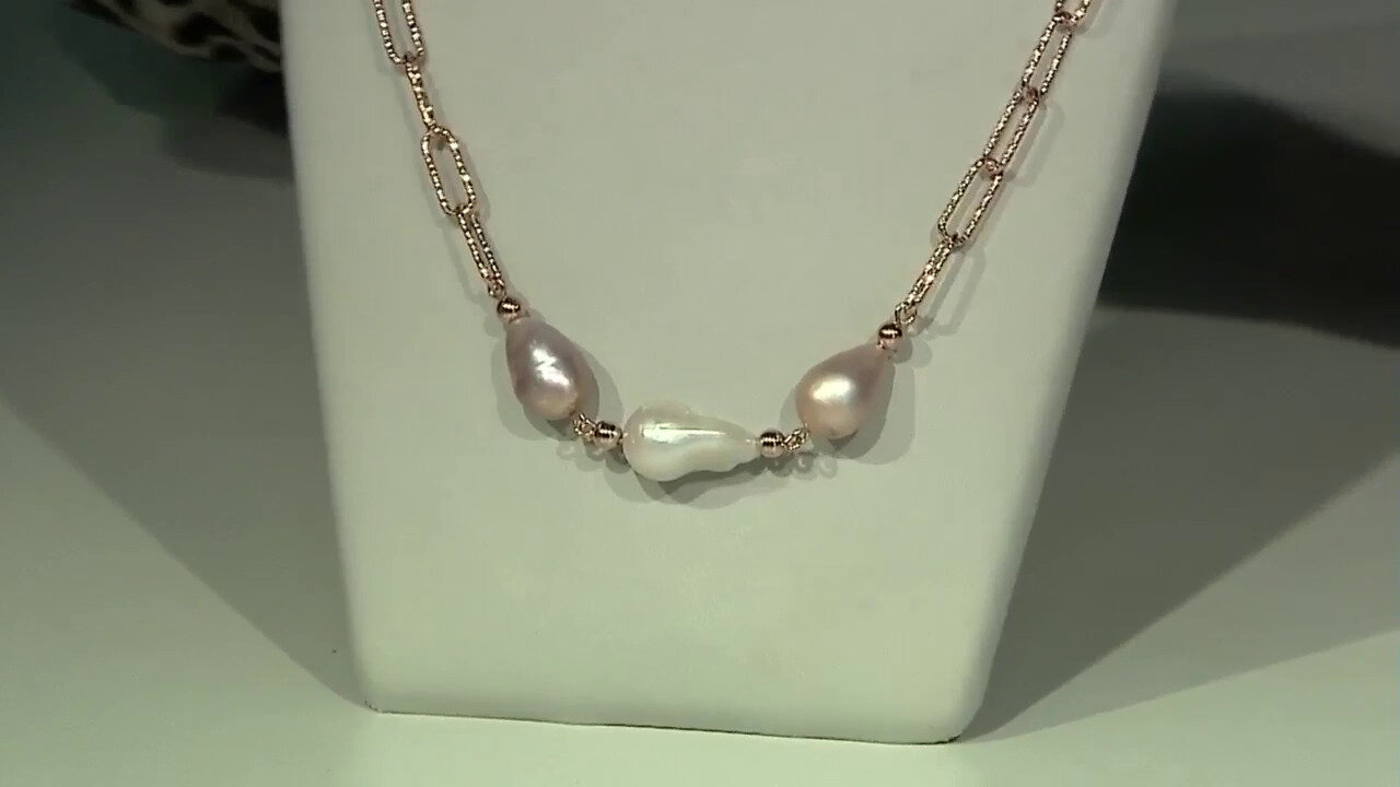 Video White Freshwater Pearl Silver Necklace (TPC)