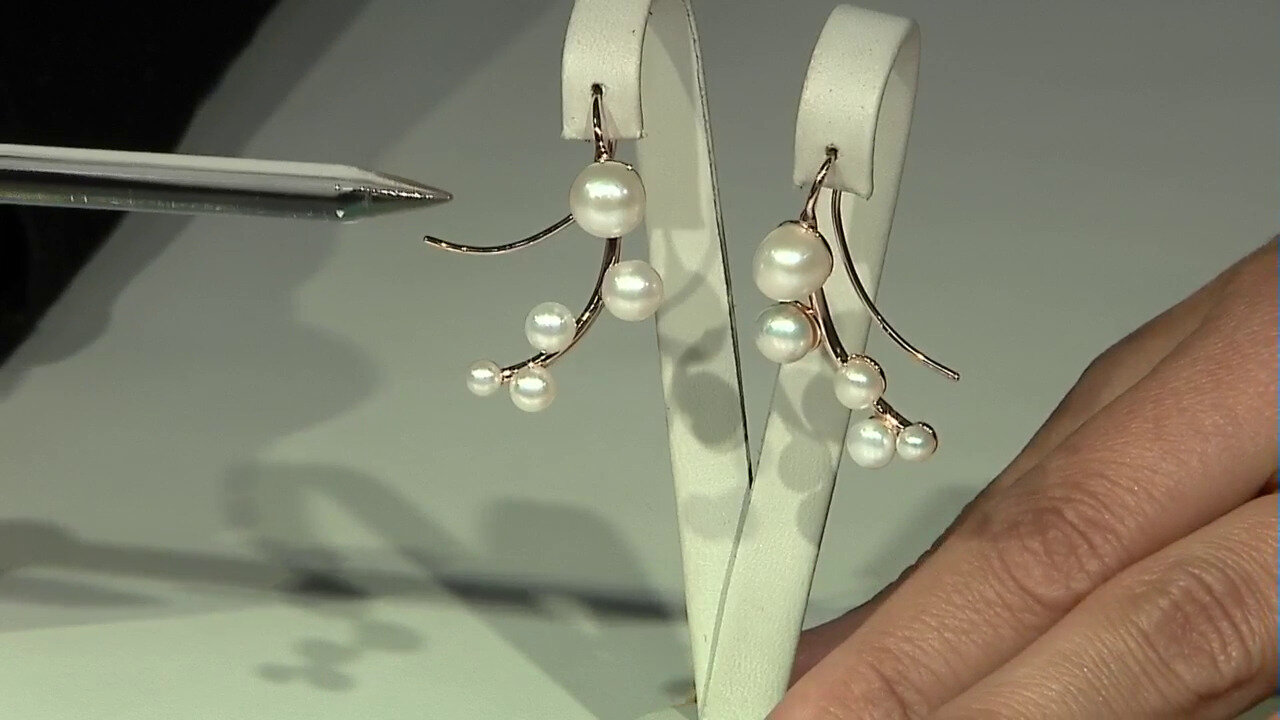 Video White Freshwater Pearl Silver Earrings (TPC)