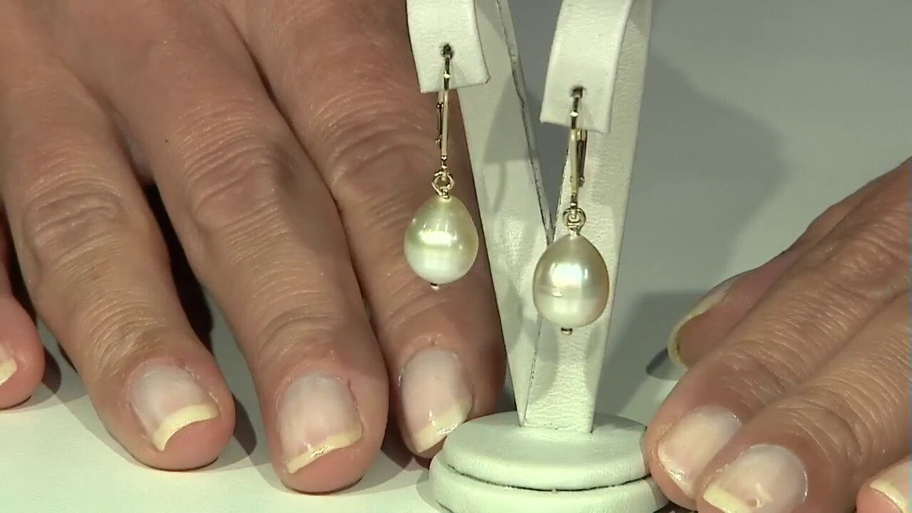 Video Kabira Golden South Sea Pearl Silver Earrings (TPC)