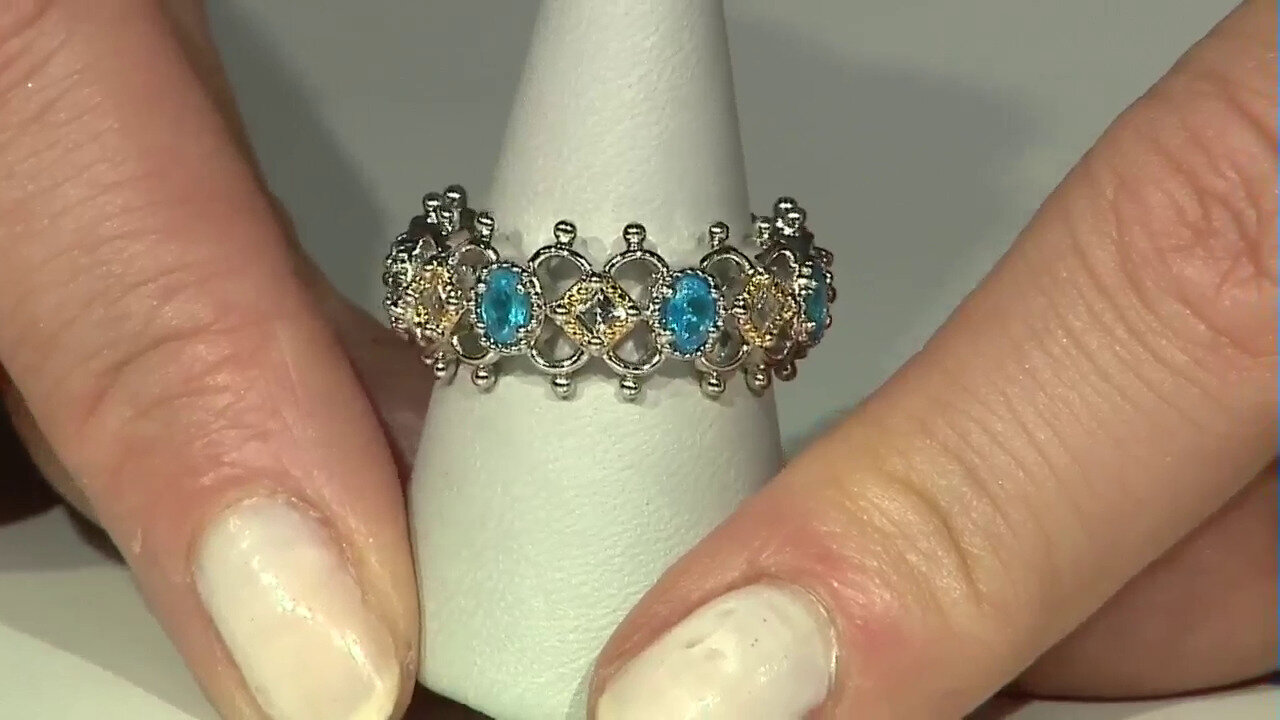 Video Zilveren ring met neon blauwe apatieten (Dallas Prince Designs)