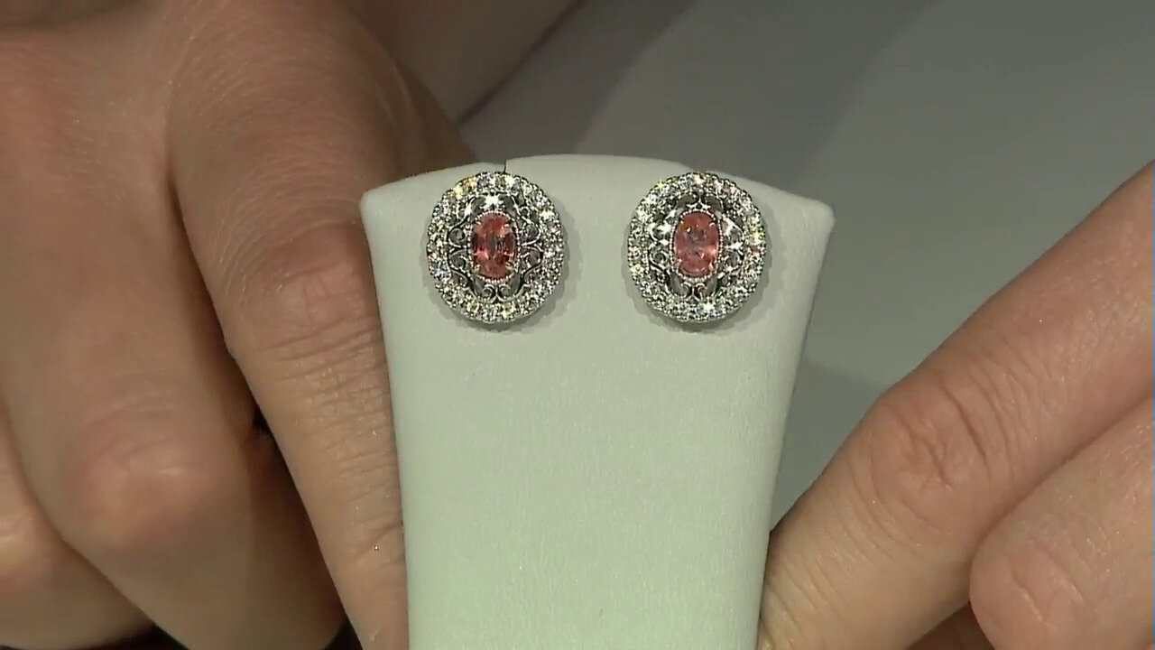 Video Padparadscha Sapphire Silver Earrings (Dallas Prince Designs)