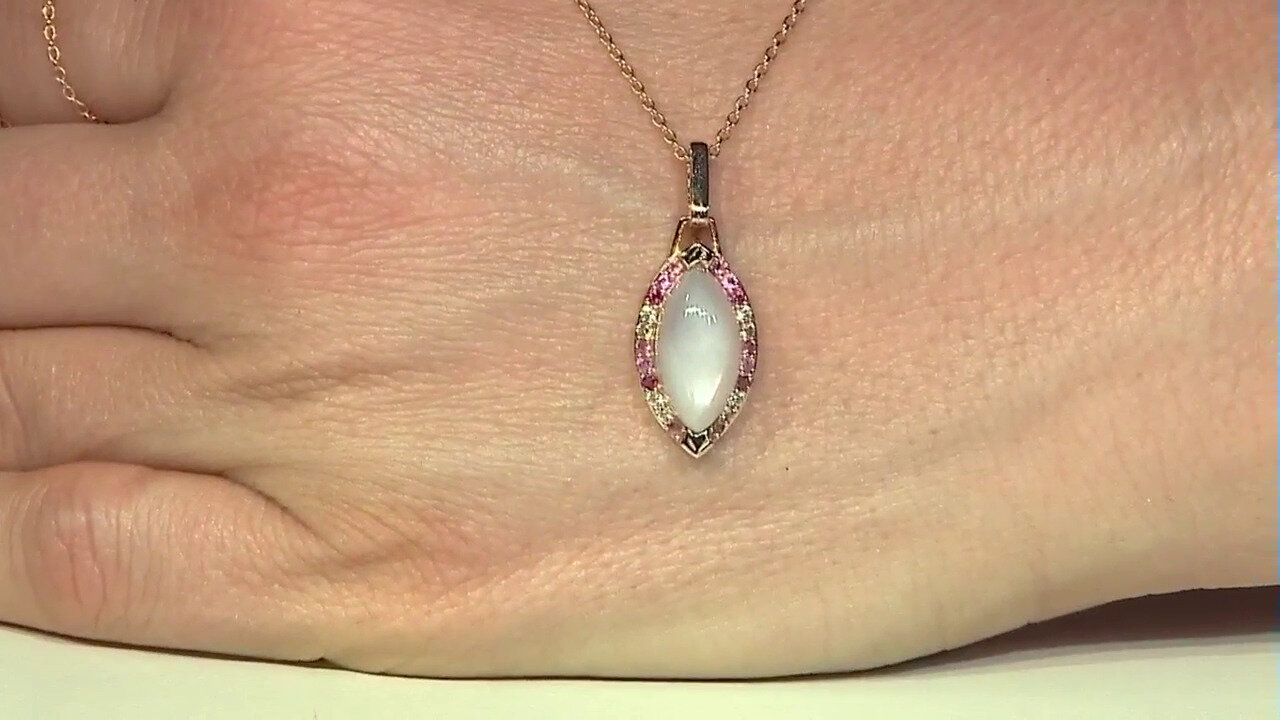Video Zilveren halsketting met een witte maansteen (KM by Juwelo)