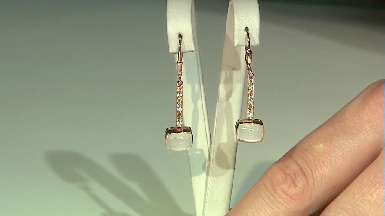 Video White Moonstone Silver Earrings (KM by Juwelo)