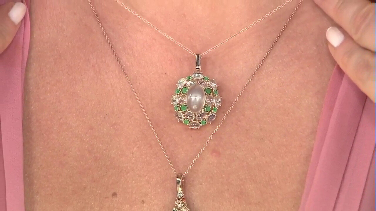Video Zilveren halsketting met een Groene maansteen (KM by Juwelo)