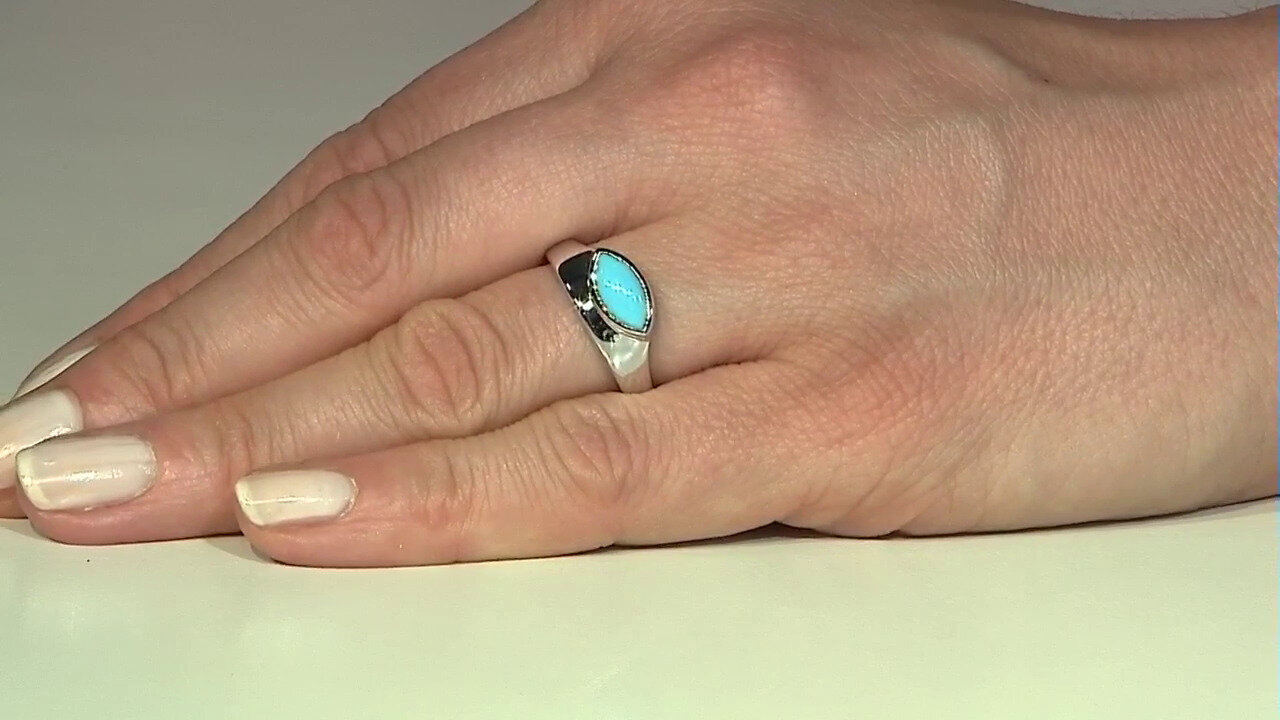 Video Zilveren ring met een Sleeping Beauty Turkoois (KM by Juwelo)