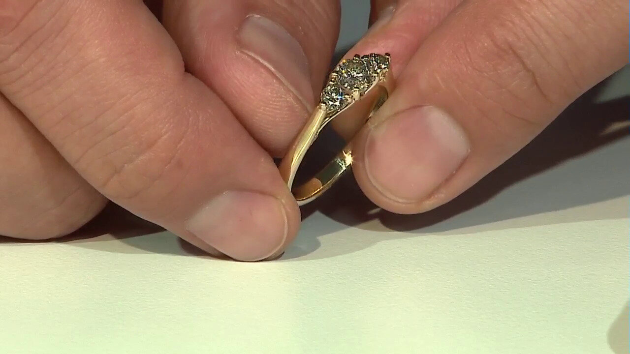 Video 9K I2 Champagne Diamond Gold Ring (de Melo)