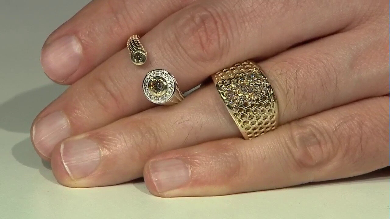 Video Bague en or et Diamant champagne I2 (Ornaments by de Melo)