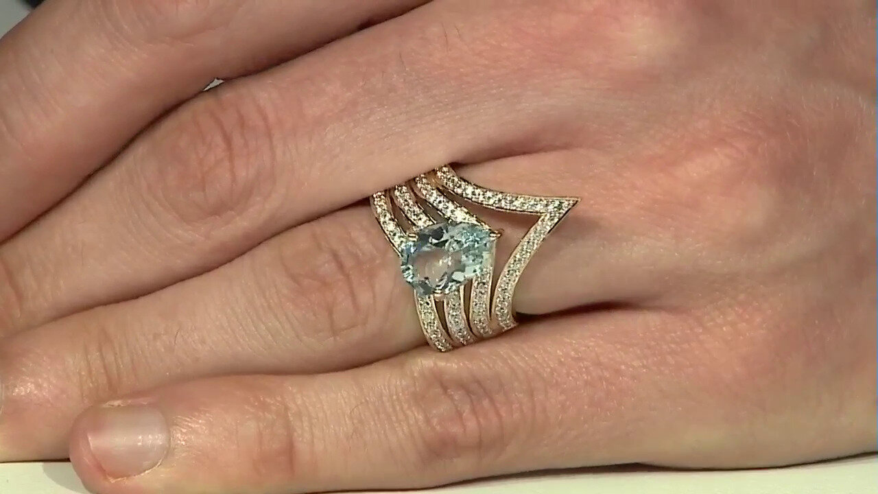 Video 9K AAA Aquamarine Gold Ring (SUHANA)