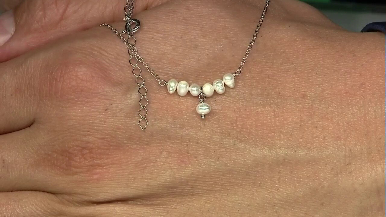 Video Collar en plata con Perla blanca Freshwater (Joias do Paraíso)