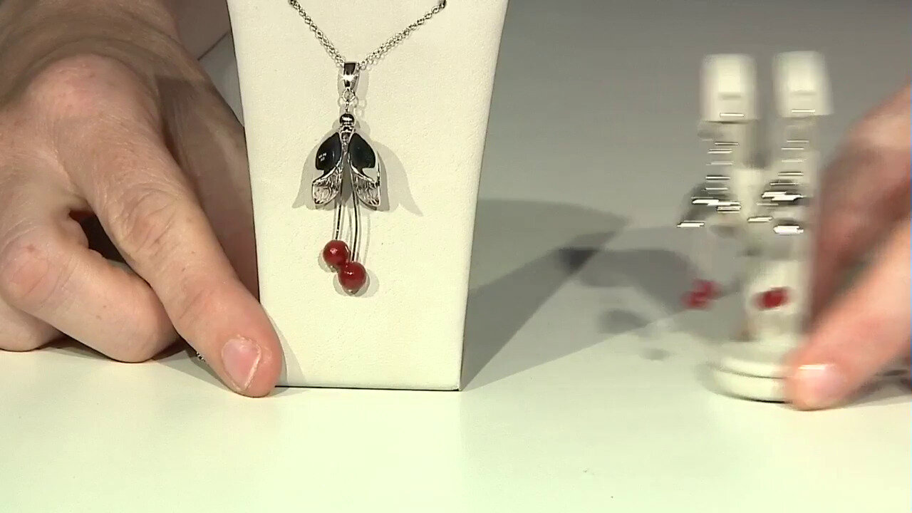 Video Zilveren halsketting met Rode agaten