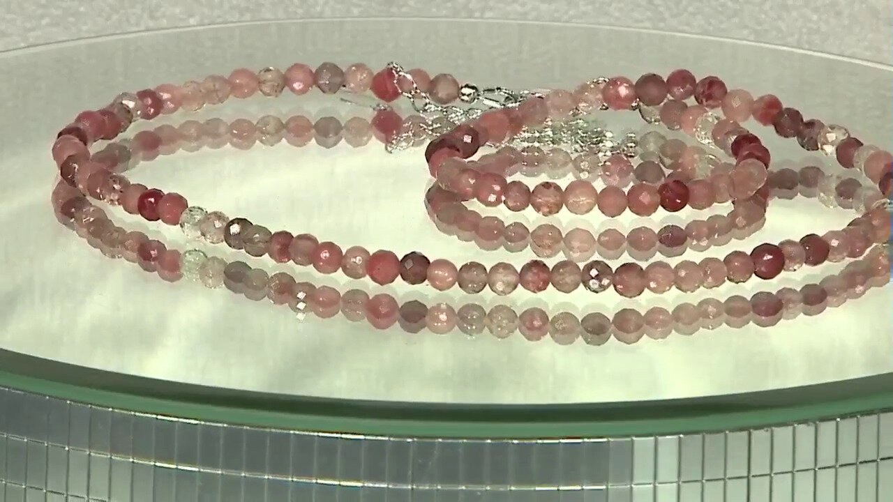 Video Zilveren halsketting met rode andesienen