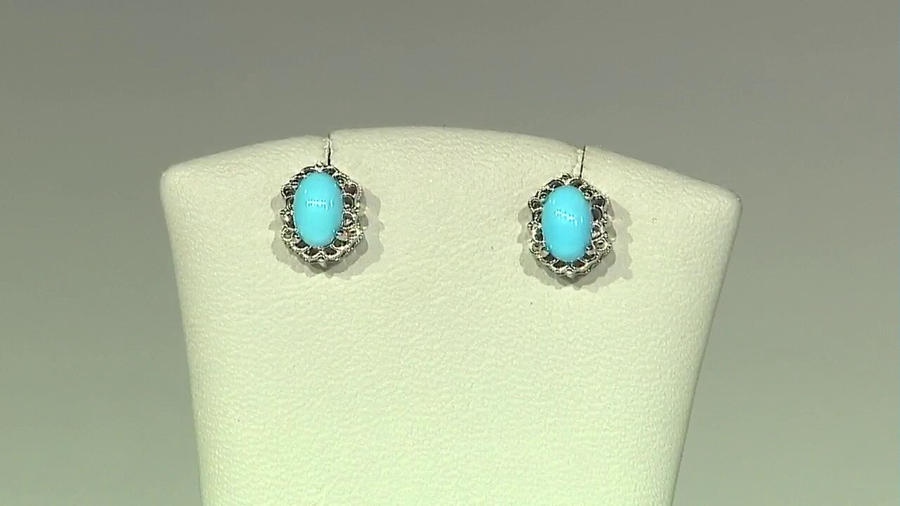 Video Pendientes en plata con Turquesa bella durmiente